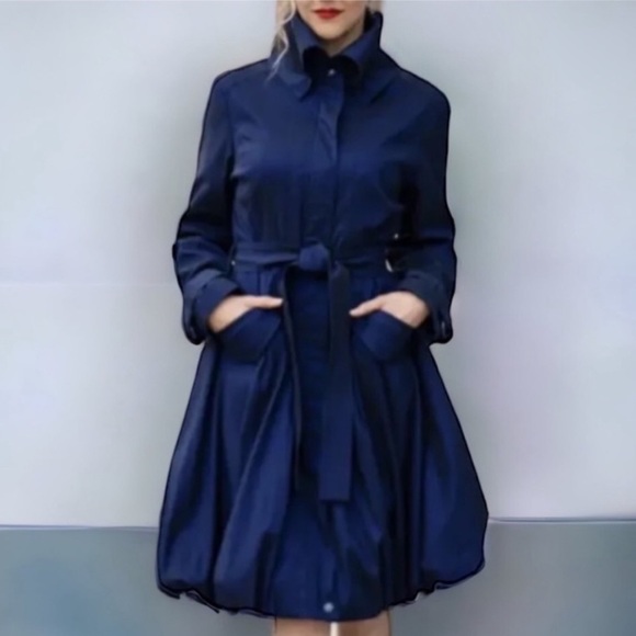 SAMUEL DONG Bubble Dress Coat, Midnight Zebra, Fabric From Italy, M - Picture 4 of 14